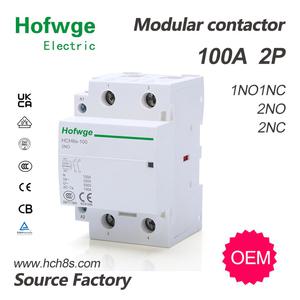 HCH8s-100 모듈형 접촉기 2P 100A 2NO 4NO 24V 110V 220V 자동 가정용 Din 레일