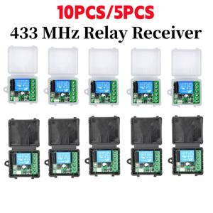 10/5PCS 주차장 문 빛 433 Mhz RF 원격 리모컨 DC 12V 1CH 릴레이 수신기 LED 패너 모터 신호 전송 유니버