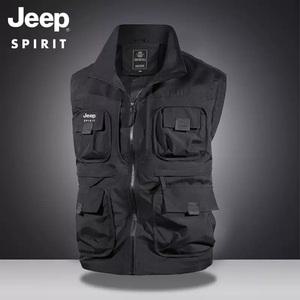 JEEP 남성 봄과 다중 포켓 조끼 야외 낚시 통기성 작업복
