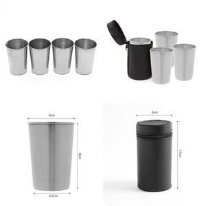 [MEK3ONPO_53D4]컵 스텐 커피 물 세트 가죽파우치 4p 170ml