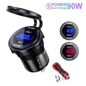 차량용 시거잭 충전기 90W 듀얼 USB 소켓 전원 콘센트 어댑터 12V 24V 방수 포트 자동차 보트 SUV 세단 rv
