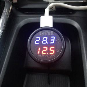 체인체커기 USB 충전기 디지털 자동차 전압 전압계 온도 측정기 모니터 12V 24V