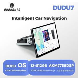 DUDUAUTO DUDU7 1Din 헤드 유닛 안드로이드 13 카플레이 자동 지능형 시스템 카 라디오 360도 회전 범용 비