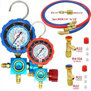 R410A R22 R134a 에어컨 게이지 냉매 매니폴드 압력계 밸브 800psi/500psi(시각적 거울 포함)
