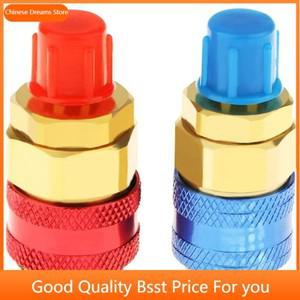 1쌍 Freon R134A H/L 자동 퀵 커플러 커넥터 어댑터 에어컨 냉매 조정 가능한 AC 매니 폴드 게이지