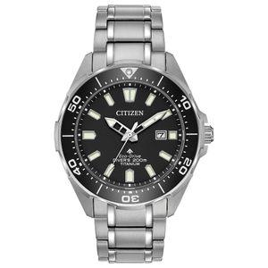 [Citizen] 손목시계 남성 에코 드라이브 다이버 200m 방수 블랙 해외 인기 모델 BN0200-56E 실버