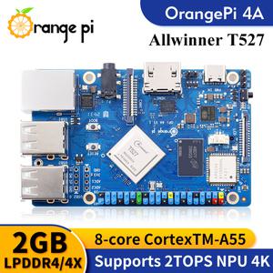 오렌지 파이 4A 2GB RAM 올위너 T527 RISC-V 보조 프로세서 소형 PC 와이파이  BT5.0 BLE M2 NVMe SSD 2TOP
