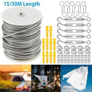 15/30M PVC 코팅 304 스테인레스 스틸 헤비 듀티 케이블 로프 정원 와이어 난간 울타리 야외 텐트 대 한 롤