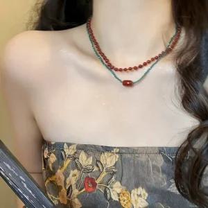 상 원석목걸이 심플한 비즈 여름 악세사리 레이어드 네크리스 인 팔찌 초커 반지 공예 써지컬