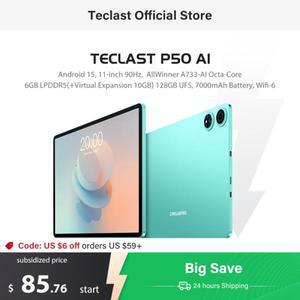 안드로이드 15 Teclast P50 AI 태블릿 11인치 90Hz 화면 AllWinner A733-AI 옥타 코어 6GB 128GB LPDDR5 Wi