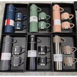 새로운 304 스테인리스 스틸 진공 보온병 보온병 선물 세트 키트 커피 머그 세트 500ml 컵 3개 포함