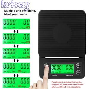1pc 3kg 타이머가있는 드립 커피 규모 휴대용 전자 디지털 주방 고정밀 LCD 저울