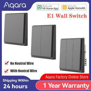 Aqara 스마트 벽 스위치 E1 ZigBee 3.0  그레이 키 라이트  Mi Home APP 용 중립 없음 화재 와이어