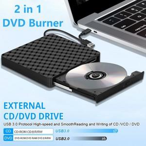 외장 CD DVD 광학 드라이브 2-in-1 USB 3.0 Type-C 슬림형 보호 가능 RW ROM 버너 플레이어 (PC 노트북 데