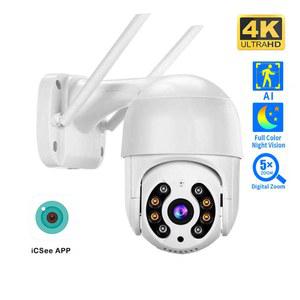 8MP 4K 무선 PTZ 카메라 HD 1080P 컬러 비전 WIFI IP 야외 5MP AI 자동 추적 감시 ICS