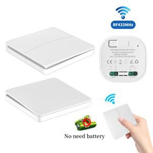 투야 스마트봇무선 스마트 RF433Mhz 스위치 자체 전원 배터리 없음 푸시 버튼 벽  컨트롤러 전등 방수