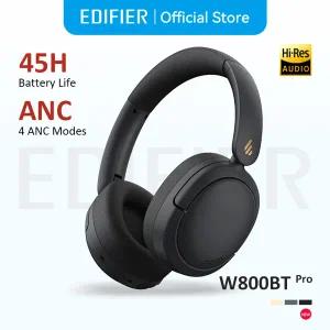 Edifier W800BT Pro 무선 헤드폰 Bluetooth 5.4 오버이어 헤드셋 -44dB 능동형 소음 차단 고해상도 오디오