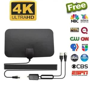 UHD안테나 TV 실내 지상파 수신기 고이득 HD DTV 박스 디지털 안테나 공중 50 마일 부스터 4K 25dB