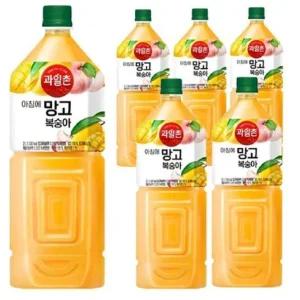 과일촌 아침에 망고복숭아 펫2L 6개음료수 혼합 주스 즙주스 대용량
