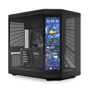 HYTE Y70 터치 인피니트 듀얼 챔버 ATX 미드 타워 모던 에스테틱 케이스, 통합 2.5K LCD 터치스크린 - 피치 블랙
