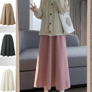 롱스커트 가을 겨울 플레어 밴딩 A라인 기모 골덴 치마