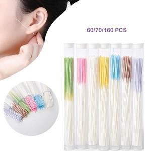 60/70/160pcs 피어싱 된 귀 청소 허브 솔루션 종이 치실 구멍 애프터 케어 도구 키트 일회용 귀걸이 클리너
