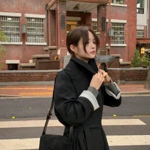 (MADE/우리의계절/소장가치100) 메이린 스트라이프 안감 허리스트랩 롱 트렌치코트 ct1667