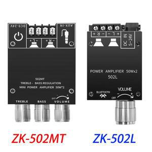 미니 블루투스 5.0 무선 오디오 디지털 파워 앰프 스테레오 보드 50W x 2 DC 9-24V ZK-502L502MT