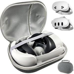 EaJ 메타 퀘스트 3S/퀘스트 3 셋 보관 가방과 호환되는 휴대용 케이스 Oculus 3/3S 세미 강체 컴팩트 인테리어 대용량 및 컨트롤러 케이블 충전기 보유