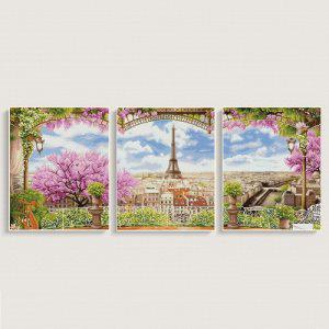 DIY 보석 큐빅 십자수 공예 파리의 풍경 3단set 40X50