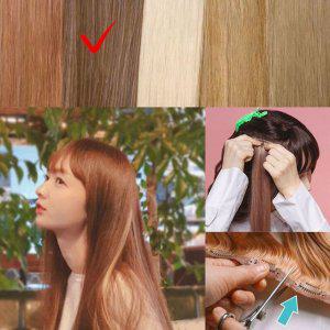 붙임머리 헤어피스 브릿지 스트레이트 에쉬카키