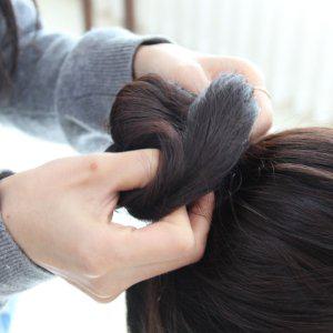 올림머리 똥머리 가발 머리끈 자연갈색
