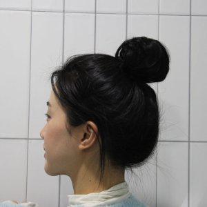 올림머리 똥머리 가발 집게핀 블랙