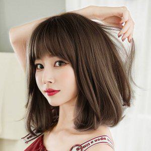 (언니네 가발) C컬 중단발 통가발(매트브라운