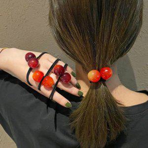 앵두 머리끈 체리 코튼 쉬폰 니트 벨벳 버블