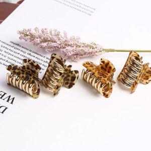 스몰사이즈 집게핀 헤어 fashion 호피 p