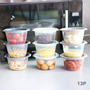 티본 쿡앤밥275ml소 13p 바디투명+뚜껑칼라-밥팩 스팀홀 전자렌지용기 냉동밥용기 밥용기 밥보관 투명용기
