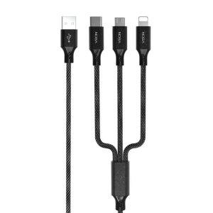 베온 usb데이터케이블 메탈 페브릭 케이블 3in1 USB-5핀 8핀 C핀 2M KSC-C5L20