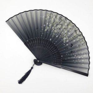 부채 선물 블랙 전통 대나무 일본 수채화부채