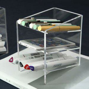 볼펜꽂이 3단서랍식 연필통 아크릴 정리함 연필꽂이 투명