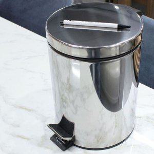 휴지통 페달 발판 욕실 5L 화장실 거실 쓰레기통 스텐