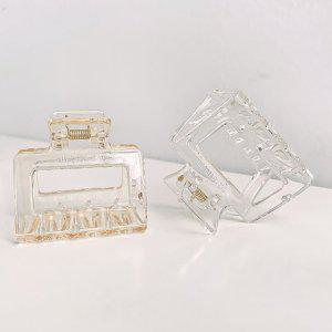 반 아크릴 머리 집게핀 반묶음 투명 사각 올림