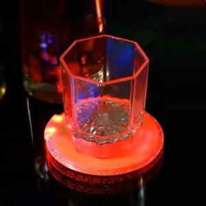 홈파티 자동 LED 컵받침 레드 술잔코스터 10cm