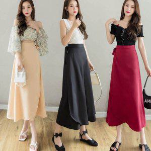 느낌 여름플리츠 쉬폰 롱 랩스 치마 랩 여름롱