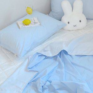 해피니 이불베개세트 여기호텔 고밀도 60수 듀라론 겹이불 베개 슈퍼싱글 SS (블루) (베개솜 별매)