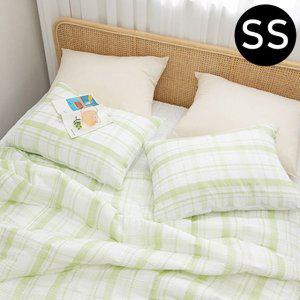 해피니 샤브레 여름 간절기 이불 패드세트 슈퍼싱글 SS (올리브 그린) (베개솜 별매)