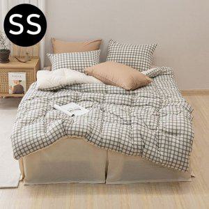 해피니 쿠키체크 소프트마이크로 차렵이불 베개커버세트 슈퍼싱글 SS (운) (베개솜 별매)
