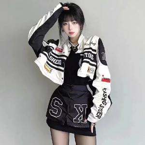 레트로 이동식 카디건 긴 소매 O 넥 자켓 캐주얼 커플 자켓 코트 남성 여성 레이싱 슈트 YK2
