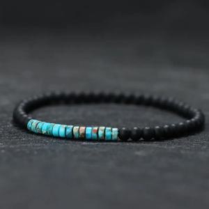 새로운 미니멀리스트 4mm 구슬 팔찌 남여 황제 오닉스 작은 돌 Braclet 명상 요가 스트랜드 Braslet 커플 Brazalete Pulsera