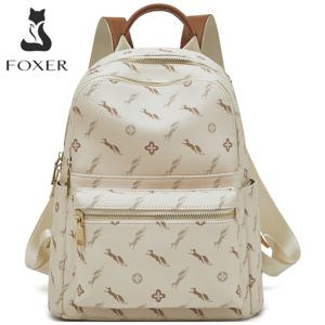 FOXER 여성용 배낭, 시그니처 PVC 인쇄 패션 여행 숄더백, 여성용 여행 배낭, 여성 캐주얼 모노그램 백팩